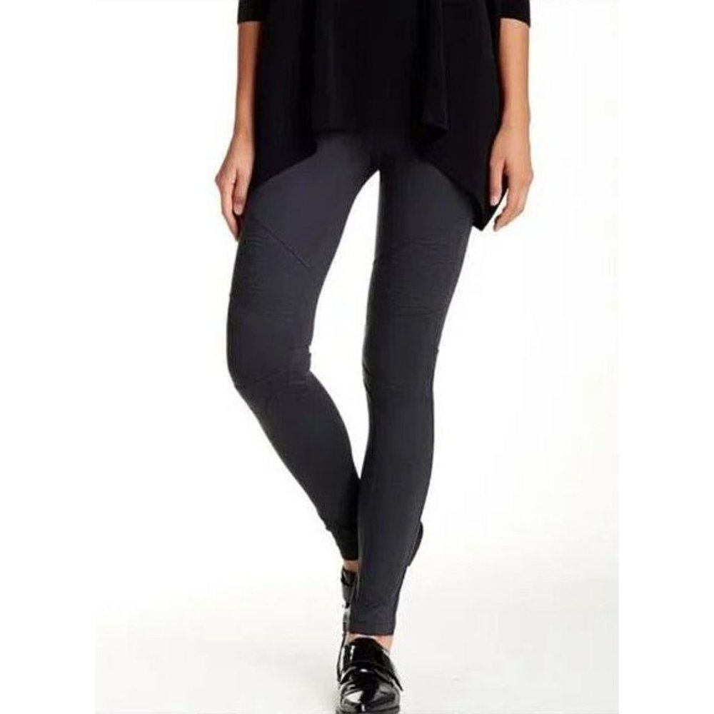 Vince Moto Leggings Charcoal Grey Edgy Motorcycle Ponte Skinny Stretch Pants 2